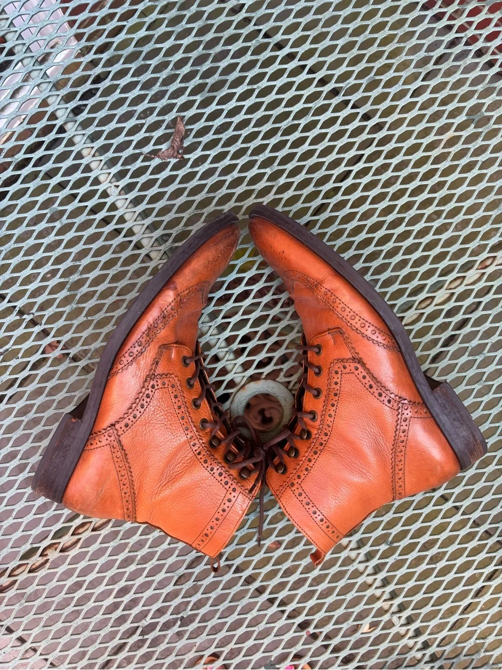 Johnston and Murphy Leather Brogue Wingtip Lace-Up Boots Men size 10